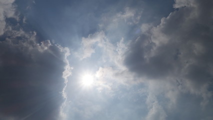 Fototapeta na wymiar sun hovering over clouds 