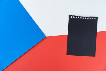 Black list Czech Republic. Mourning, ban, sanctions, politics. black sheet of notebook is on Czech...