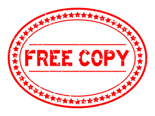 Grunge red free copy word oval rubber seal stamp on white background
