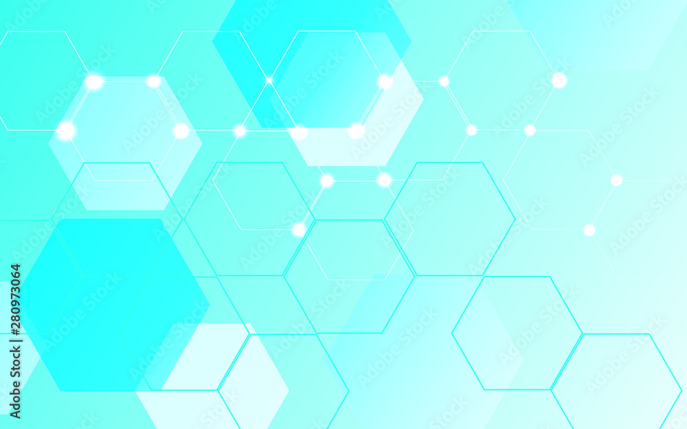 Poster abstract technology background with hexagon texture blue and white composition a combination with do