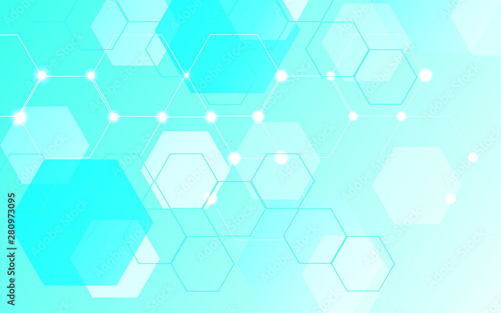 Poster abstract technology background with hexagon texture blue and white composition a combination with do