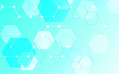 Abstract technology background with hexagon texture blue and white composition a combination with dot fragment concept. Modern vector design for use element presentation, cover, banner, poster