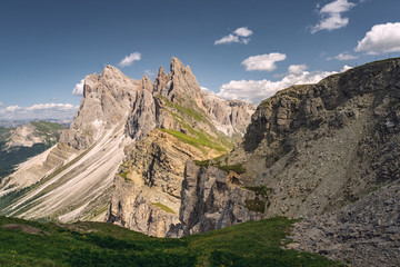 Beautiful landscape with high rocky and sandy mountain