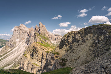 Scenic Alps with rocky and sandy mountain
