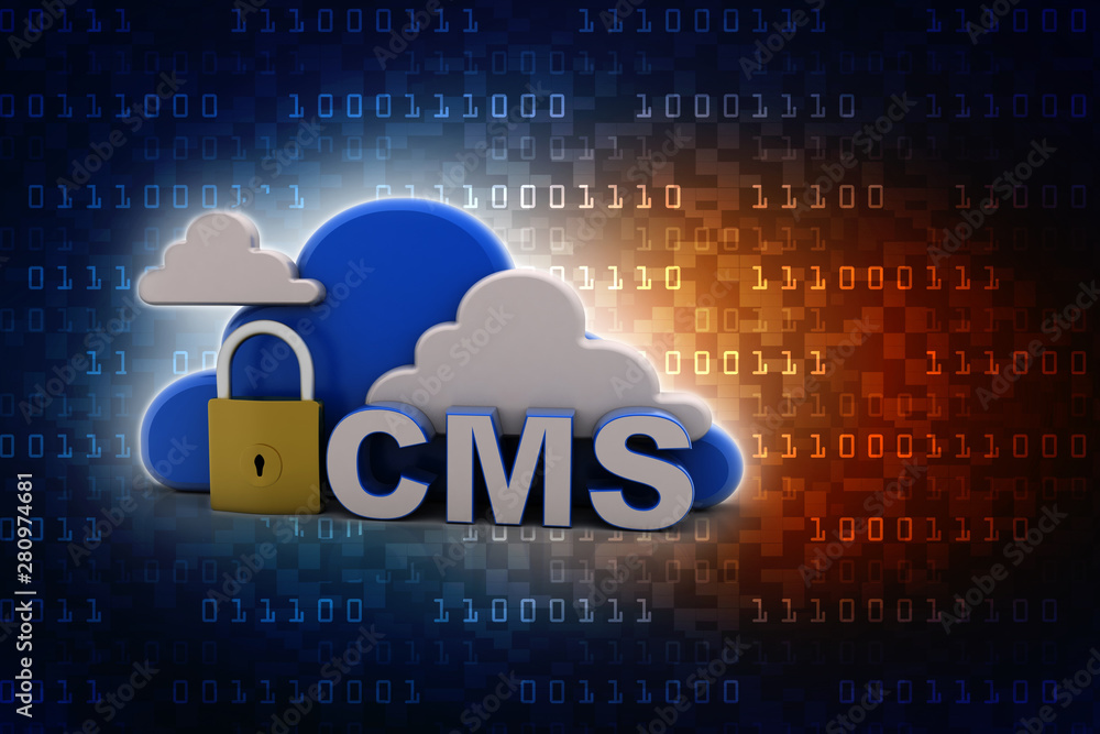 Poster 3d rendering cms cloud lock