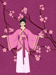 Chinese girl in national costume-kimono