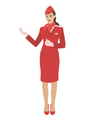 Fototapeta na wymiar White-skinned flight attendant in uniform