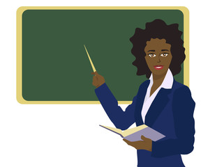 black-skinned teacher at the blackboard