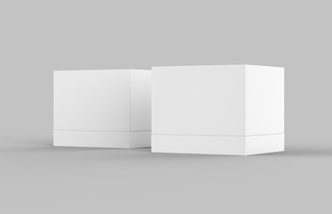 Hard cardboard box mock up template on isolated white background, ready for your design presentation, 3d illustration.