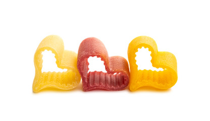 italian pasta hearts isolated