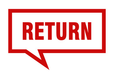 return sign. return square speech bubble. return