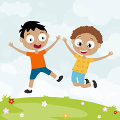 summer time happy kids having fun