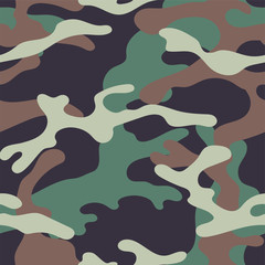 Military camouflage seamless pattern. Khaki texture. Trendy background. Abstract color vector illustration. For design wallpaper, wrapping paper, fabric.