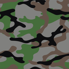 Military camouflage seamless pattern. Khaki texture. Trendy background. Abstract color vector illustration. For design wallpaper, wrapping paper, fabric.