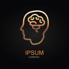 Brain vector icon. Design logo element. Isolated on black background.