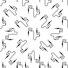Audio Cable Icon, Plug Wire Seamless Pattern