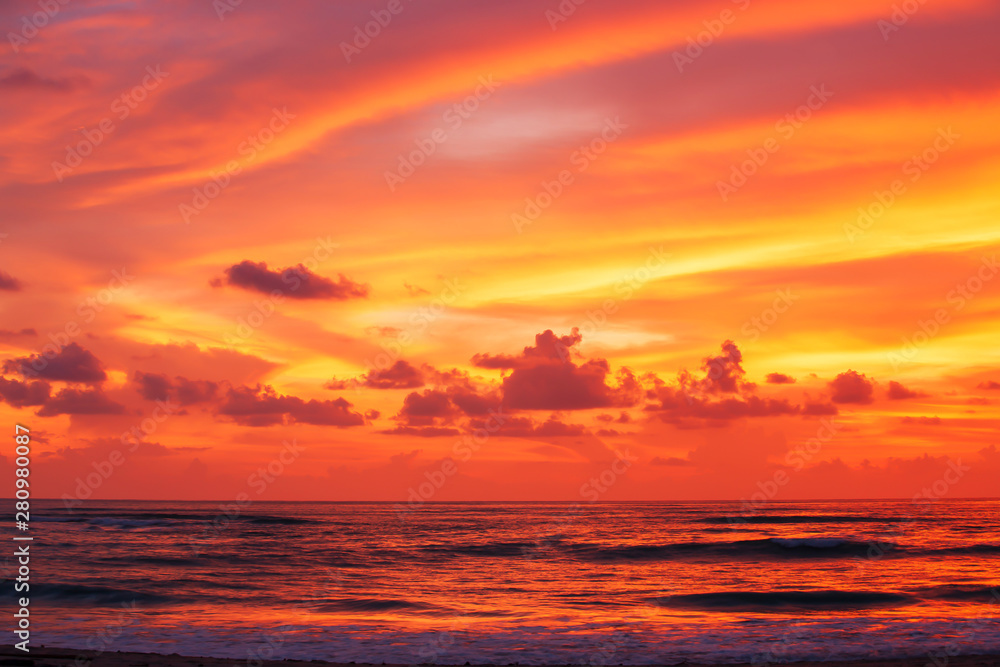 Wall mural dramatic sunset sky over the tropical sea. - Wall murals