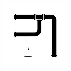 Broken Pipe Icon, Leakage In Pipe