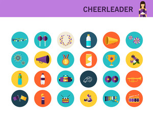 cheerleader concept flat icons.