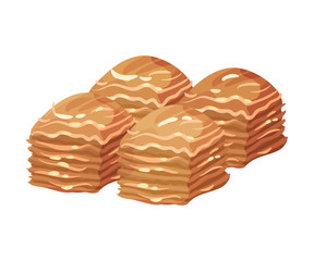 Four pieces of baklava. Vector illustration on white background.