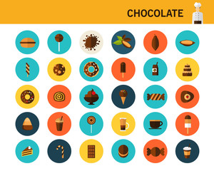 Chocolate concept flat icons.