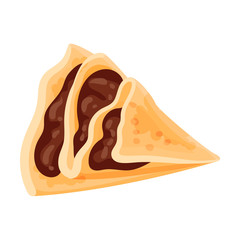 Pancake with chocolate filling. Vector illustration on white background.