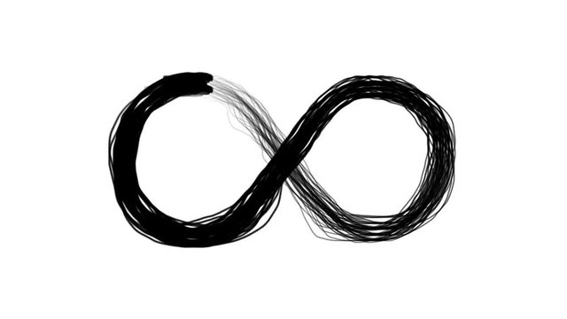 Animation of infinity symbol. Sloppy sketch style drawing. Seamless loop