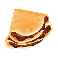 Terugolny pancake with chocolate filling. Vector illustration on white background. - obrazy, fototapety, plakaty