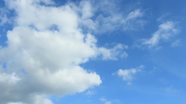 time lapse moving clouds and blue sky with moon.