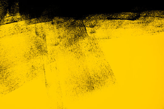 yellow and black paint  background texture with brush strokes
