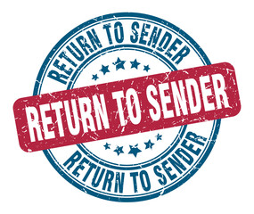 return to sender stamp. return to sender round grunge sign. return to sender