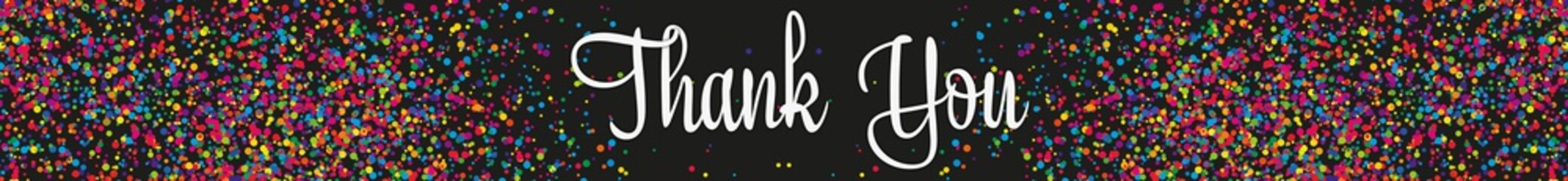 Panorama Dankeschön mit viel buntem Konfetti