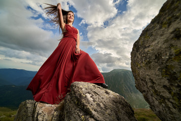 Woman in red dress