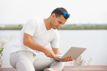 Young business man outdoors work occupation lifestyle