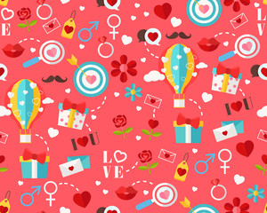 Vector flat seamless texture pattern happy valentine's day .