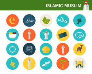 islamic muslim consept flat icons.