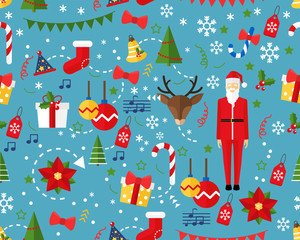 Vector flat seamless texture pattern merry christmas .