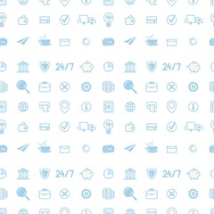 Seamless Pattern with Line Art Business Icons