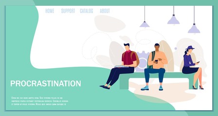 Procrastinating People Flat Vector Web Banner