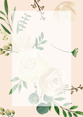 Background for wedding and greeting card. Wedding invitation card design. Flower watercolor.