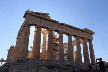 Obraz premium Athens, Greece - July 20, 2019: The Parthenon on the Acropolis of Athens, a UNESCO heritage site