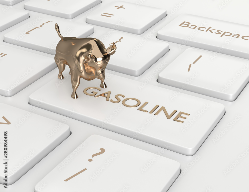 Aufkleber 3d render of keyboard with gasoline button and bull