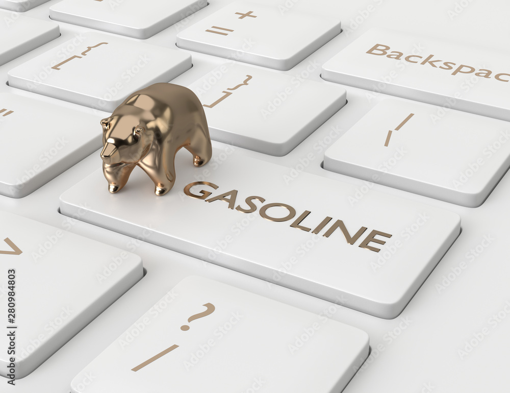Aufkleber 3d render of keyboard with gasoline button and bear