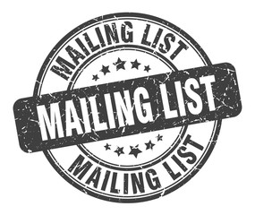 mailing list stamp. mailing list round grunge sign. mailing list