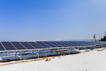  Solar power panels ,Photovoltaic modules for innovation green energy for life with blue sky...