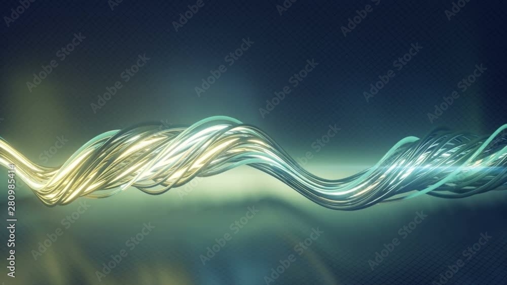 Poster flexible electrical cables. curved glowing wires. futuristic or sci-fi concept. seamless loop 3d ren