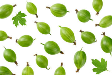 green gooseberry isolated on white background. Top view.