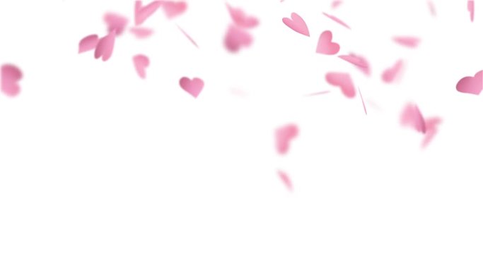 Pink paper hearts shape falling down.