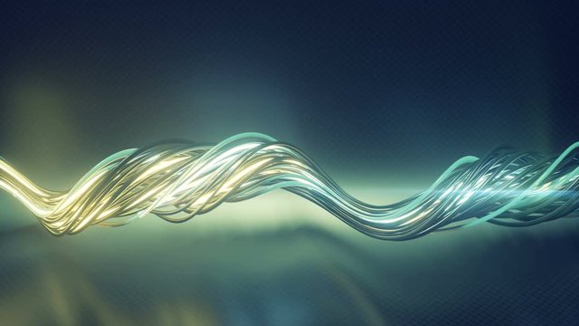 Flexible electrical cables. Curved glowing wires. Futuristic or sci-fi concept. Seamless loop 3D render animation