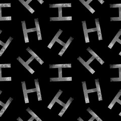 Seamless pattern with letters H on black